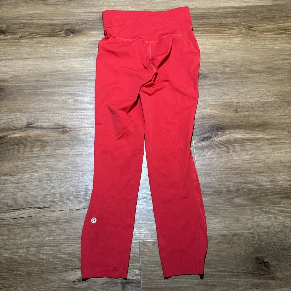 Lululemon Leggings Womens 4 Dark Red Base‎ Pace High-Rise Crop 23" Workout Yoga - Picture 6 of 7